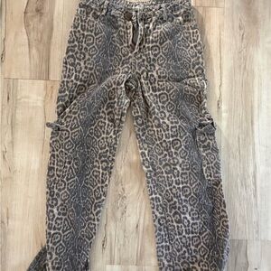 Windsor Leopard Print Cargo Jeans - Brown and Black